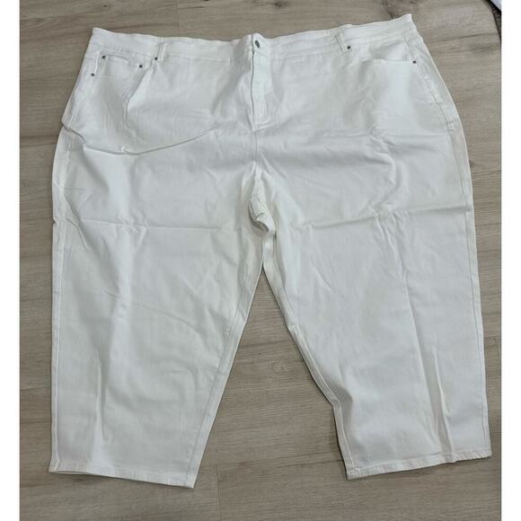 NWT Universal Standard Bae Boyfriend Crop Denim Jeans White Straight Leg Sz 40 - Picture 2 of 6